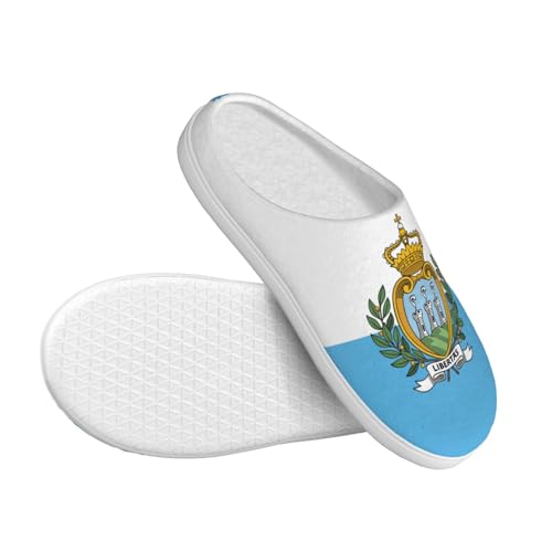 Cozy Flag of San Marino print Slippers Indoor and Outdoor Fuzzy House Shoes Anti-Skid Sole Gifts for Women Indoor Scuff3