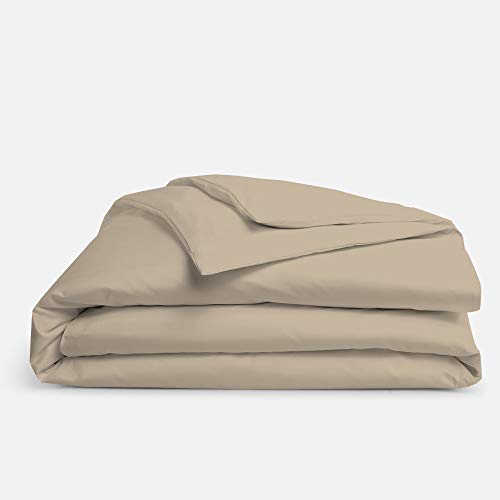 British Choice Linen - Funda de edredón con cremallera, algodón egipcio de 650 hilos, satén, 1 unidad, diseño de rayas de color azul agua, 100% algodón, Taupe Solid, suelto