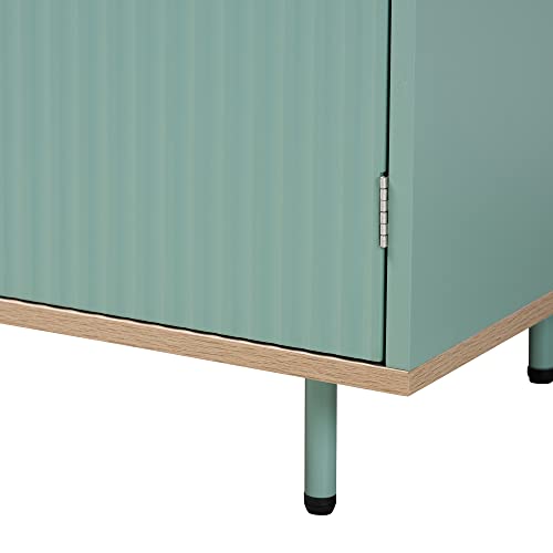 Baxton Studio Tavita Sideboard And Server, 2-Shelf, Oak Brown/Mint Green #TOP6
