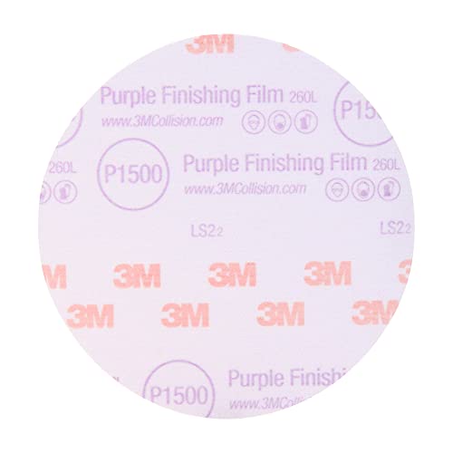 Image of 3M Hookit Purple Finishing Film Abrasive Disc 30667, 6 in, 1500+ Grade, 50 Pack, Clear Coat Sanding, Paint Finishing, Defect Removal, Long Lasting