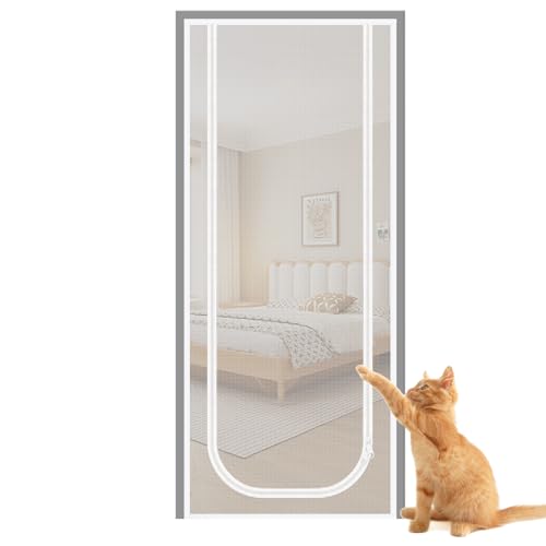 Porta per gatti, con chiusura lampo, protezione interna per gatti, per camera da letto, cucina, balcone