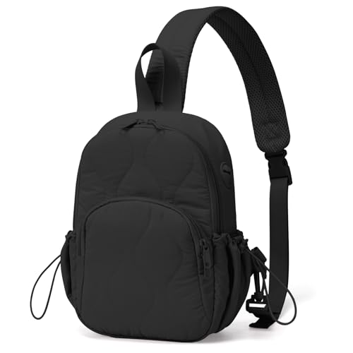 JUNGYOON Sling Bag for Women- Lightweight Quilted Crossbody Bag with Secure Anti-Theft Pocket, Perfect Shoulder Bag for Commute Travel & Daily Adventures (Black-Small)