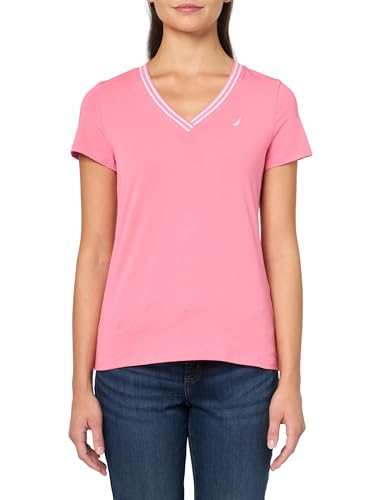 Image of Nautica Women's Solid V-Neck Short Sleeve T-Shirt Shirt