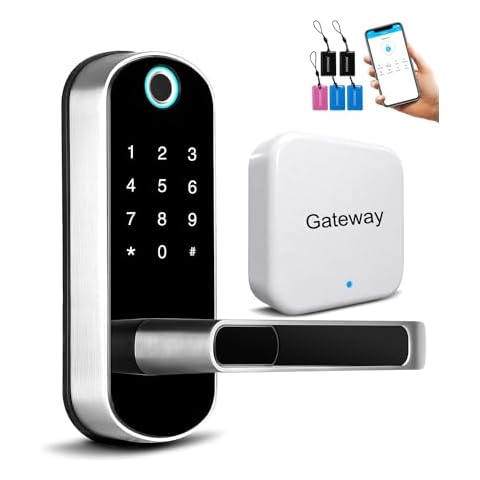 CATCHFACE WiFi Smart Lock with Gateway Bundle,Fingerprint Door Lock TTlock Smart Lock Biometric Door Lock with IC Card Keyless Entry Door Lock Digital Door Lock Smart Door Locks for Front Door Cover