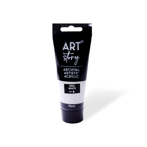 Image of Itsy Bitsy Art Story Artists Acrylic Colour Zinc White 75ml Tube | Rich Pigment, Smooth Finish, Quick Drying Paint for Canvas, Paper, Craft & DIY Projects