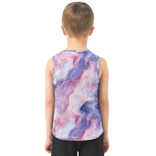 Boys Tank Top Shirts Colorful Marble Sleeveless T-Shirts Crew Neck for Kids Clothing Children3
