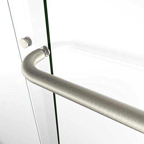 ELEGANT Bypass Sliding Bathtub Shower Door, Bathroom Double Sliding Tub Shower Door 58 1/2'' - 60'' W x 62'' H, 1/4'' Clear Glass, Brushed Nickel Finish