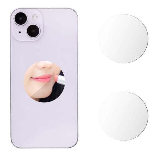 PEUTIER 2pcs Mirror Decal for Smartphone, Stick-on Make up Mirror Back of Phone Charm Adhesive Acrylic Mirror Sticker for Phone Case (Round)