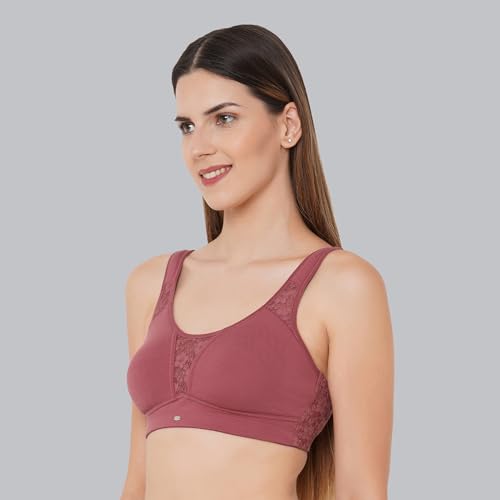 Image of SOIE Women's Full Coverage Minimizer Bra|Non Wired, Non Padded, Triple Layered Cups|Breathable Stretch Cotton with Lace & U-Back Support