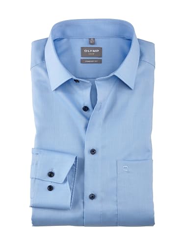 OLYMP Herren Oberhemd Langarm Luxor,Einfarbig,Comfort fit,New Kent,bleu 11,48