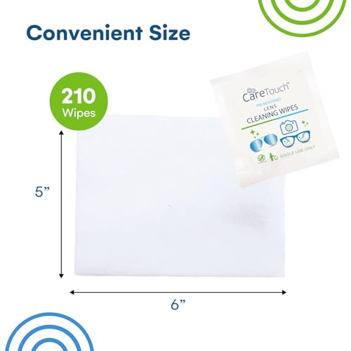 Care Touch Lens Cleaning Wipes, Pre Moistened Cleansing Cloths Great for Eyeglasses, Tablets, Camera.