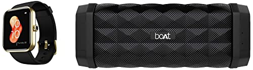 Image of boAt Xtend Smartwatch with Alexa Built-in, 1.69 inch HD Display, Multiple Watch Faces & Stone 650 10W Bluetooth Speaker with Upto 7 Hours Playback, IPX5 and Integrated Controls (Black)
