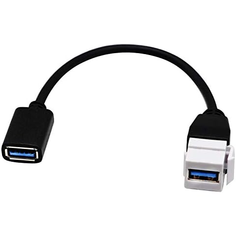 USB 3.0 Keystone Jack Inserts Cable, Haokiang USB 3.0 A Female to USB A 3.0 Female Keystone Insert Wall Plate Outlet Panel Adapters Connector Cable-20CM/8Inch (USB3.0 F/F) Cover