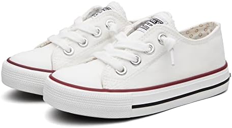 Weestep Toddler Little Kid Boys and Girls Classic Cotton Slip On Sneakers(13 Little Kid, White2)