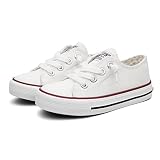 Weestep Toddler Little Kid Boys and Girls Classic Cotton Slip On Sneakers(12 Little Kid, White2)