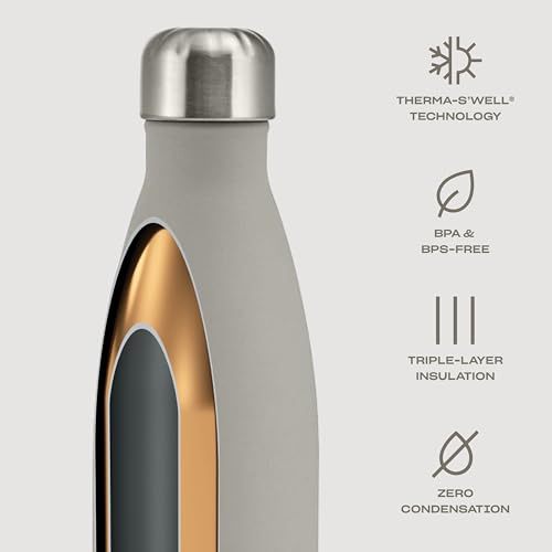 S'well Stainless Steel Water Bottle, 9oz, Lunar Grey, Botella de Acero Inoxidable con Aislamiento al Vacío de Triple Capa que Mantiene Bebidas Frías por 24 Horas y Calientes por 12, Libre de BPA miniatura 3