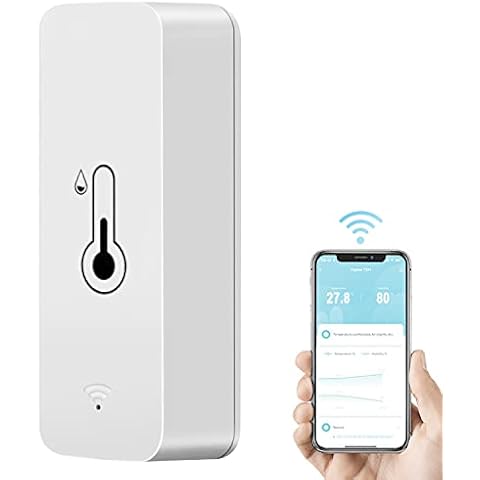 WiFi Hygrometer Thermometer Sensor, Smart Room Temperature Humidity Monitor for Home, Indoor Hygrometer Humidity Meter with Remote App Notification Alert, Work with Tuya App, Compatible with Alexa Cover