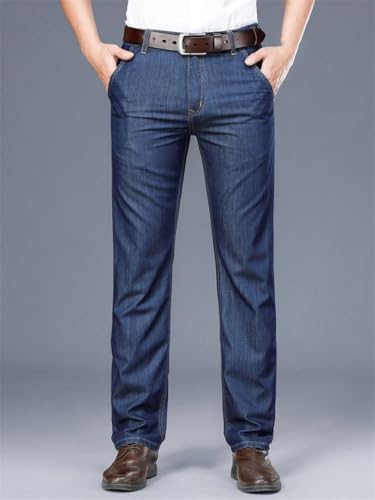 Men's Soft Modal Fabric Jeans Classic Business Straight Leg Denim Pants Work Trousers2