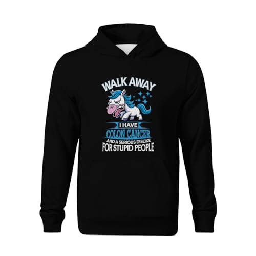 Kids Funny Colon Cancer Vintage Unicorn Warrior Boys Girls Lightweight Kangaroo Pocket Fleece Hoodies2