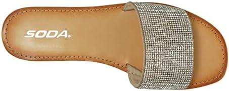 Soda JUSTICE ~ Women Casual Rhinestones Crystal Jewel Comfort Flip Flop Fashion Slide Flat Sandals (8.5, SILVER, numeric_8_point_5) | Image 4