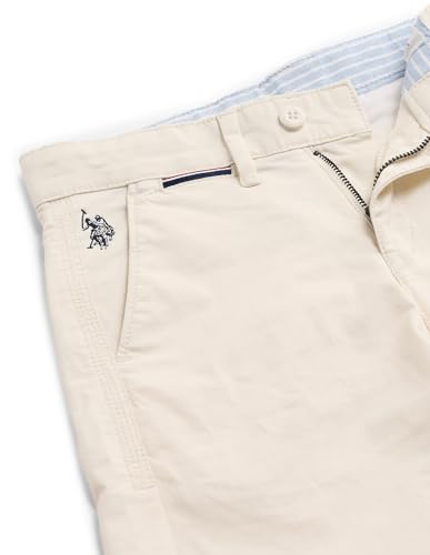 Image of USPA Kids Boy's Beige Solid Mid Rise Cotton Button Slim Flat Front Slant Pocket Trousers (UKTRO0165 Beige 9-10 Years)