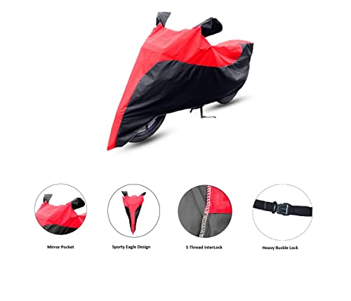 Image of Eagle Design Hunter 350 Two Wheeler Bike Cover Accessories - Dustproof - UV Protection - Premium Bike Cover Black Red