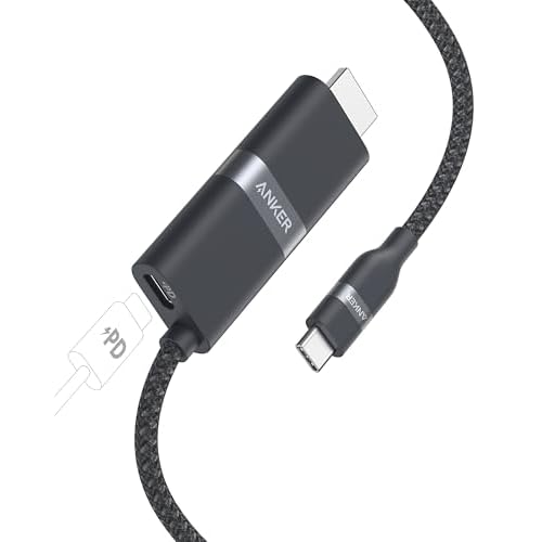 Anker Nano USB-C auf HDMI-Kabel Adapter mit 140W PD Schnelllade-Port, 4K@60Hz HDMI auf USB-C Kabel, nachhaltig mit Advanced Shielding, Thunderbolt 5/4/3-kompatibel, für MacBook, iPhone, HD T