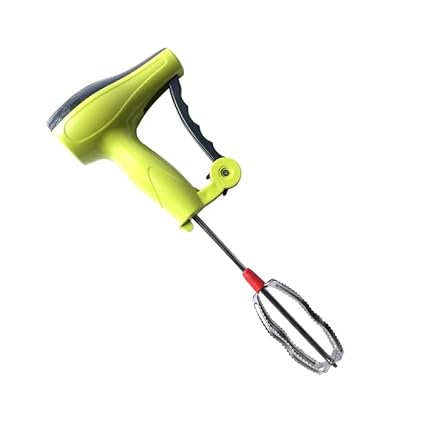 Manual Hand Mixer with Stainless Steel Beaters, Whisk, Blending Blades, Compact, Non-Electric