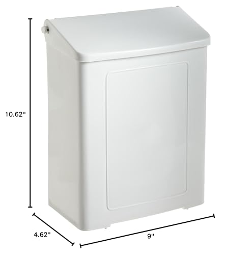 Image of Impact 1102 White Plastic Safe-Use Sanitary Napkin Receptacle, 10-5 /8 inch Length x 9 inch Width x 4-5 /8 inch Depth (Case of 4)