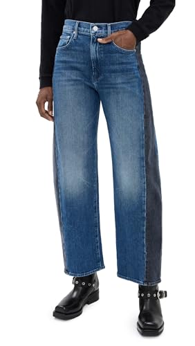 MOTHER Women's The Half Pipe Flood Jeans, Black and Blue, 27