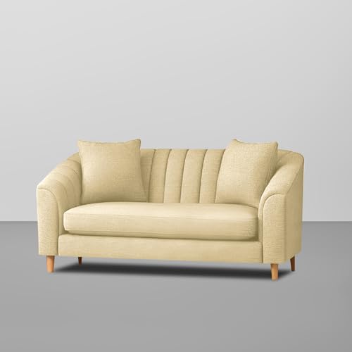 Image of Casaliving Doraldo 2 Seater Sofa Set for Living Room (Cream Colour) Premium Fabric Sofa
