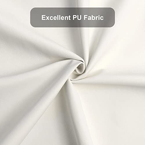 Furniliving Armless Office Desk Chair No Wheels, Height Adjustable Wide Home Office Desk Chair Mid Back Pu-Padded Computer Task Chair For Home Office Swivel Accent Chair Vanity Chairs,Ivorywhite #TOP4