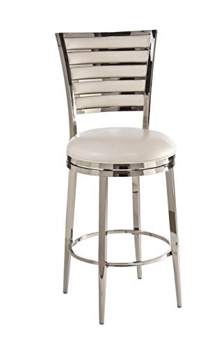 Hillsdale, Rouen Metal Counter Height Swivel Stool with Upholstered Back, Shiny Nickel - Image 2