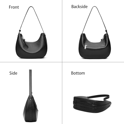 Image of DORIS & JACKY Leather Hobo Bag For Women Chic Crescent Shoulder Purse