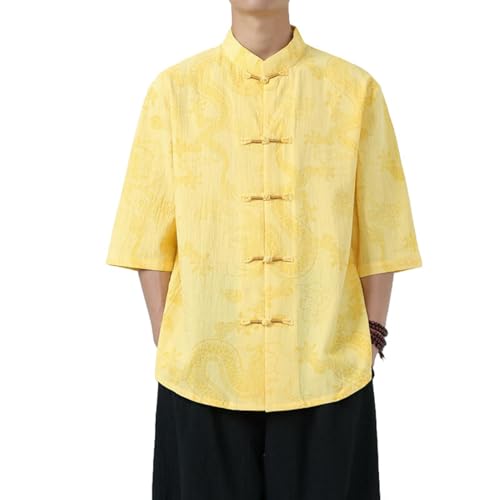 Chemise homme style chinois décontracté col montant été