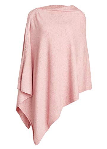 PULI Women's Versatile Knitted Scarf with Buttons Light Weight Spring Summer Autumn Shawl Poncho Cape Cardigan, Light Pink