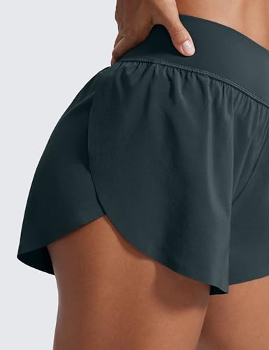 Image of CRZ YOGA High Waisted Split Running Shorts 3 inch | Mesh Liner, Quick Dry, Lightweight, for Women