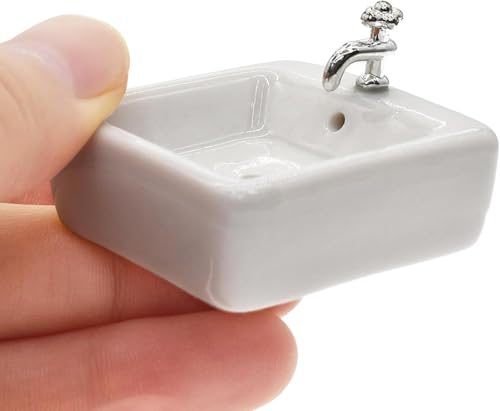 Dollhouse Wash Basin Wide Application Exquisite 1:12 Scale Doll House Furniture Sink for Entertainment Square, Furniture, Decorations