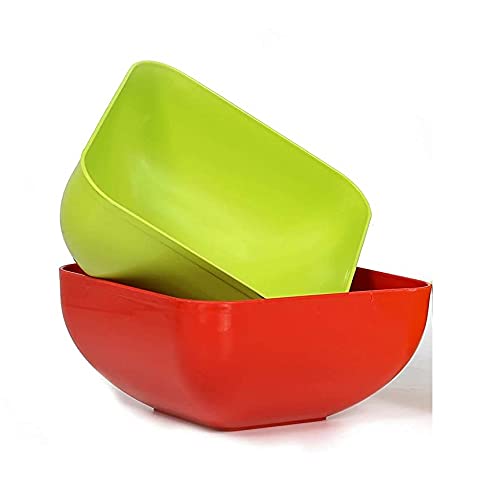 ADDCART Plastic Solid Freezer Safe Unbreakable Colorful Microwave Safe Cooking Mixing and Serving Bowls Set for Cake/Food/Snacks/Dry Fruits for Kitchen (Storage Capacity 1500ml, Set of 2pcs, Multi Color)
