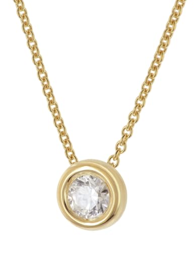 Colgante de oro trendor con cadena de plata de 40 cm y circonita