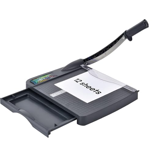 SPNOR Paper Trimmer Paper Cutter 30cm Cutting Length Heavy Duty Paper Cutter with Storage Drawer Safety Protection and Blade Lock 12 Sheets Capacity Cardstock/Cardboard/Laminate