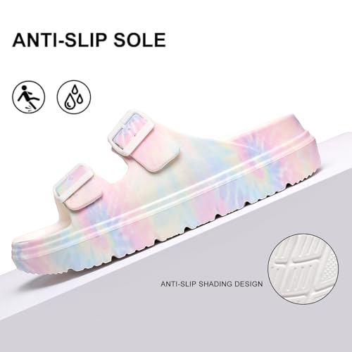 Pillow Sandals for Women Tie-dye EVA Platform Slides with Adjustable Double Buckle and Arch Support for All-Day Comfort4