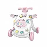 HuadaXtai Children Learning Deambulatore Bambini Passeggino Carrello Educativo Tavolo 2 in 1 con Pannello Staccabile Luci Musica Riconoscimento Forme Struttura, Basic Battery Ver