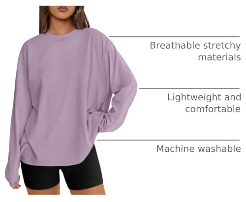 Image of Trendy Queen Womens Oversized Long Sleeve Shirts Fall Tops 2026 Basic Tees