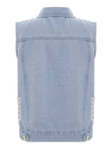 JanJean Kids Girls Denim Vest Turn-Down Denim Waistcoat Outerwear Sleeveless Jeans Jacket Tops Casual Wear2