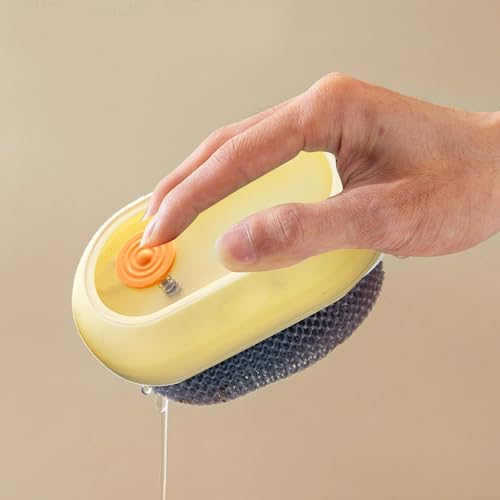 Cepillo de limpieza de cocina 2 en 1, cepillo de limpieza multifunción con dispensador de jabón, herramienta de lavado de zapatos, adecuado para cepillos de platos domésticos (amarillo, talla única) Cepillo de limpieza de cocina 2 en 1, cepillo de limpieza multifunción con dispensador de jabón, herramienta de lavado de zapatos, adecuado para cepillos de platos domésticos (amarillo, talla única)