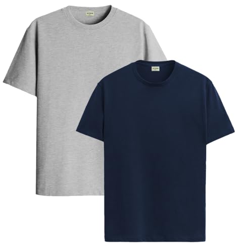 Image of ADRO Men's Cotton Regular Fit Combo Plain Solid T-Shirt Pack of 2
