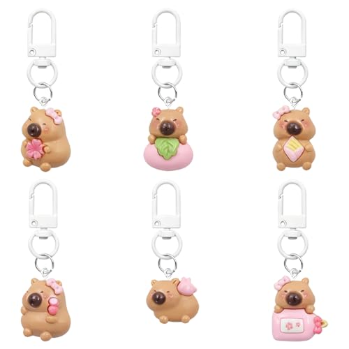 6 Pièces Porte Clés Capybara, Porte Clé, Porte Clef Fille, Porte Clef Kawaii, Porte-Clés pour...