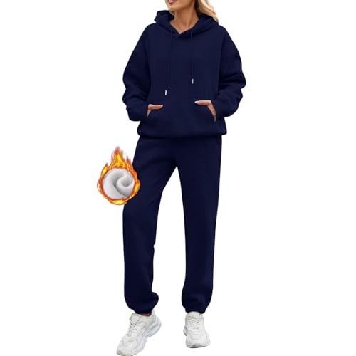 2025 Chandal Mujer Invierno Polar Oversized Chándal Completo 2 Piezas Manga Larga Sudadera con Capucha y Pantalón Conjunto Dos Piezas Conjuntos Deportivos Fitness Jogging Ropa Deportiva Sweatshirt