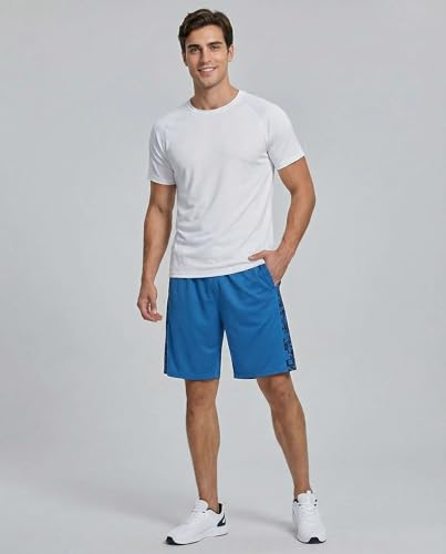 Image of Real Essentials Men's 5 Pack: 9 inch Dry-Fit Shorts - Athletic Gym, Workout, Basketball, Running, Casual Lounge Active Pockets